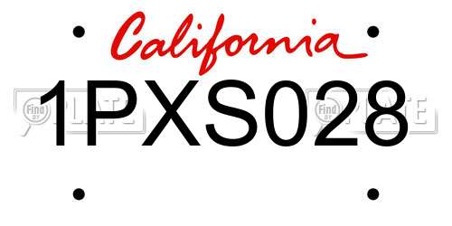 1PXS028 California License Plate