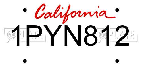 1PYN812 California License Plate