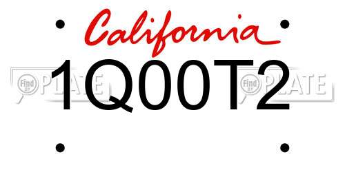 1Q00T2 California License Plate