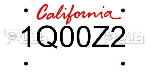 1Q00Z2 California License Plate
