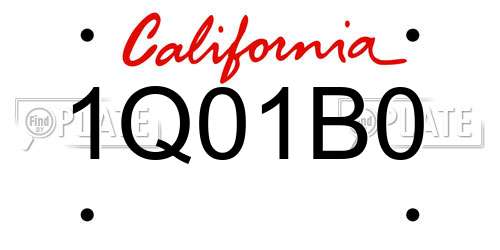 1Q01B0 California License Plate