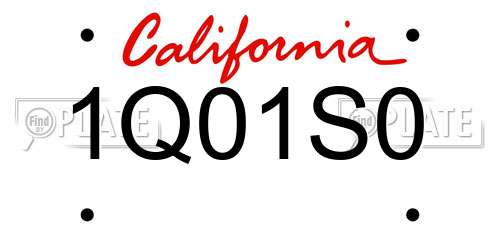 1Q01S0 California License Plate