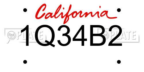 1Q34B2 California License Plate