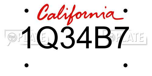 1Q34B7 California License Plate