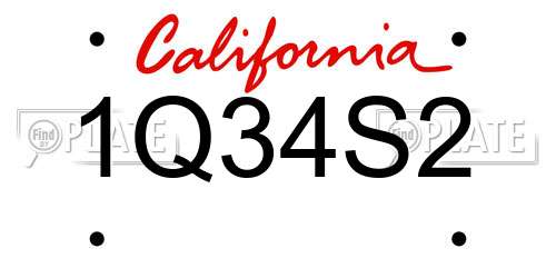 1Q34S2 California License Plate