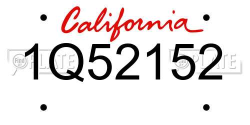 1Q52152 California License Plate