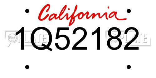 1Q52182 California License Plate