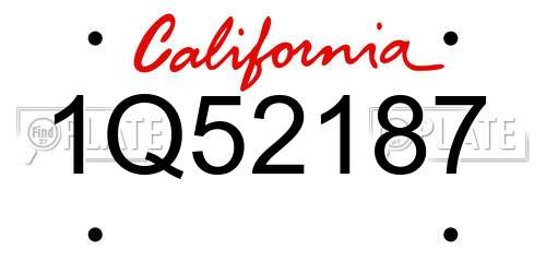 1Q52187 California License Plate