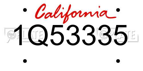 1Q53335 California License Plate