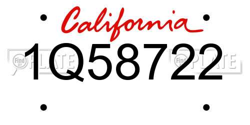 1Q58722 California License Plate