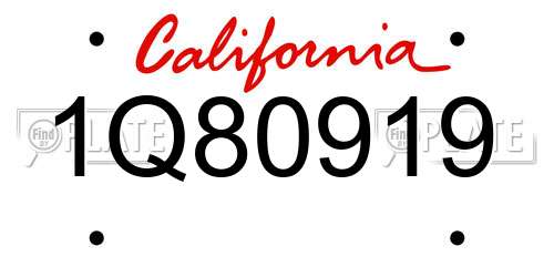 1Q80919 California License Plate