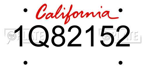 1Q82152 California License Plate