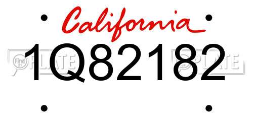 1Q82182 California License Plate