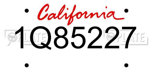 1Q85227 California License Plate