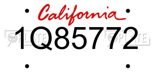 1Q85772 California License Plate