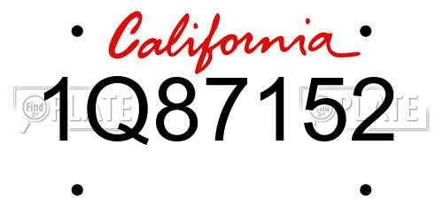 1Q87152 California License Plate