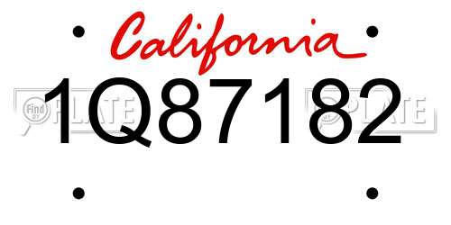 1Q87182 California License Plate
