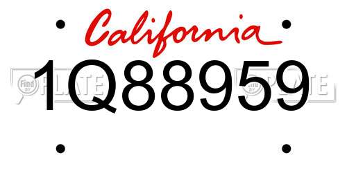 1Q88959 California License Plate