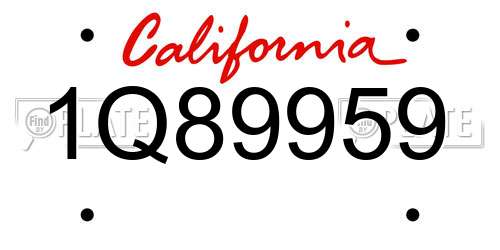 1Q89959 California License Plate