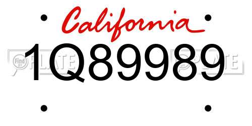 1Q89989 California License Plate