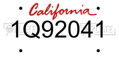 1Q92041 California License Plate