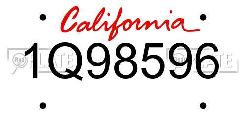 1Q98596 California License Plate