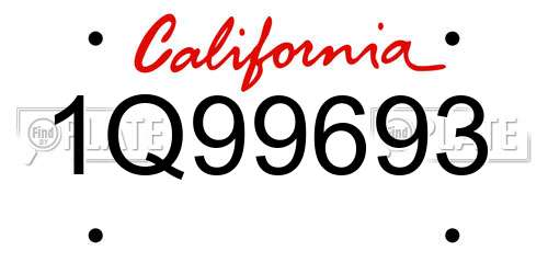 1Q99693 California License Plate
