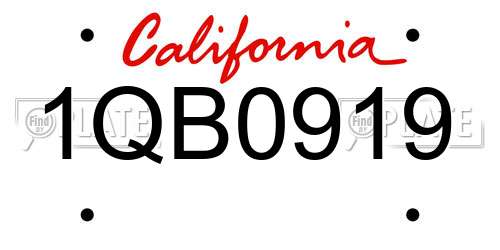 1QB0919 California License Plate