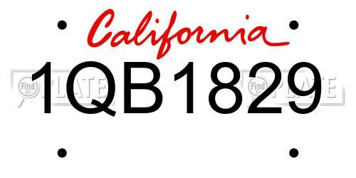 1QB1829 California License Plate