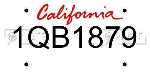 1QB1879 California License Plate