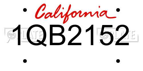 1QB2152 California License Plate