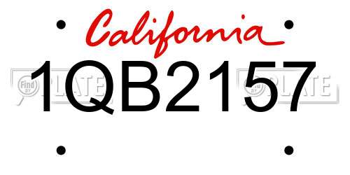 1QB2157 California License Plate