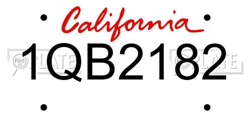 1QB2182 California License Plate