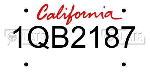 1QB2187 California License Plate