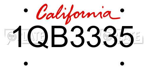 1QB3335 California License Plate