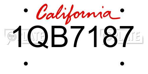 1QB7187 California License Plate