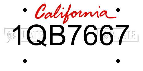 1QB7667 California License Plate