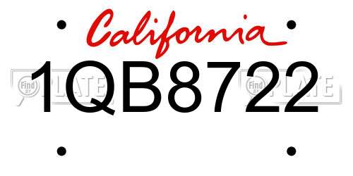 1QB8722 California License Plate