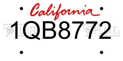 1QB8772 California License Plate