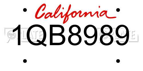 1QB8989 California License Plate