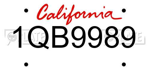 1QB9989 California License Plate
