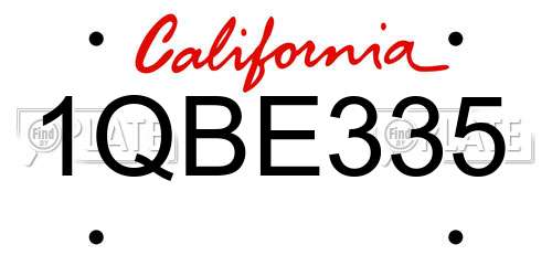 1QBE335 California License Plate