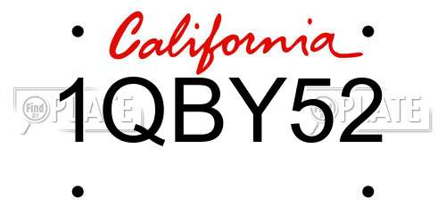 1QBY52 California License Plate