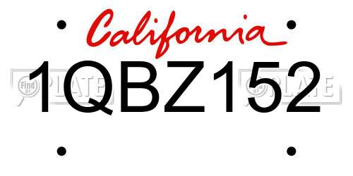 1QBZ152 California License Plate