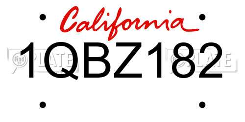 1QBZ182 California License Plate