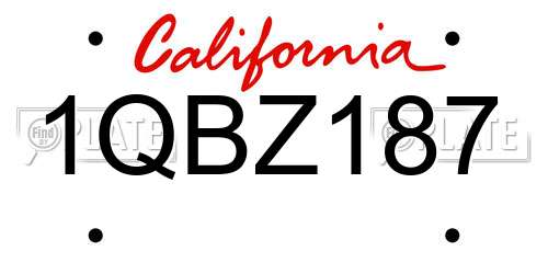 1QBZ187 California License Plate