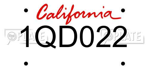1QD022 California License Plate