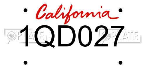 1QD027 California License Plate