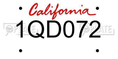1QD072 California License Plate