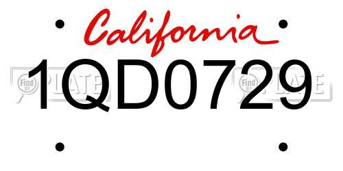 1QD0729 California License Plate